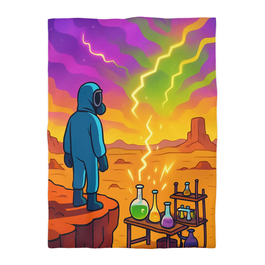 Housse de couette ciel extraterrestre arc-en-ciel avec scientifique et installations chimiques