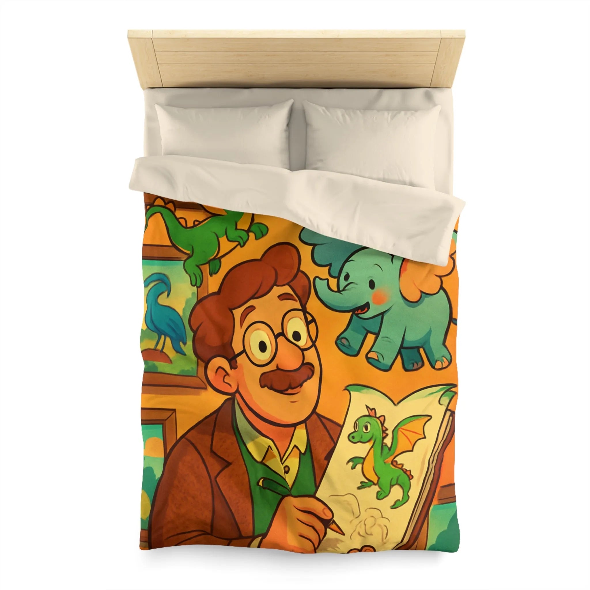 Housse de couette avec illustrations d'animaux colorés pour une chambre chaleureuse et ludique