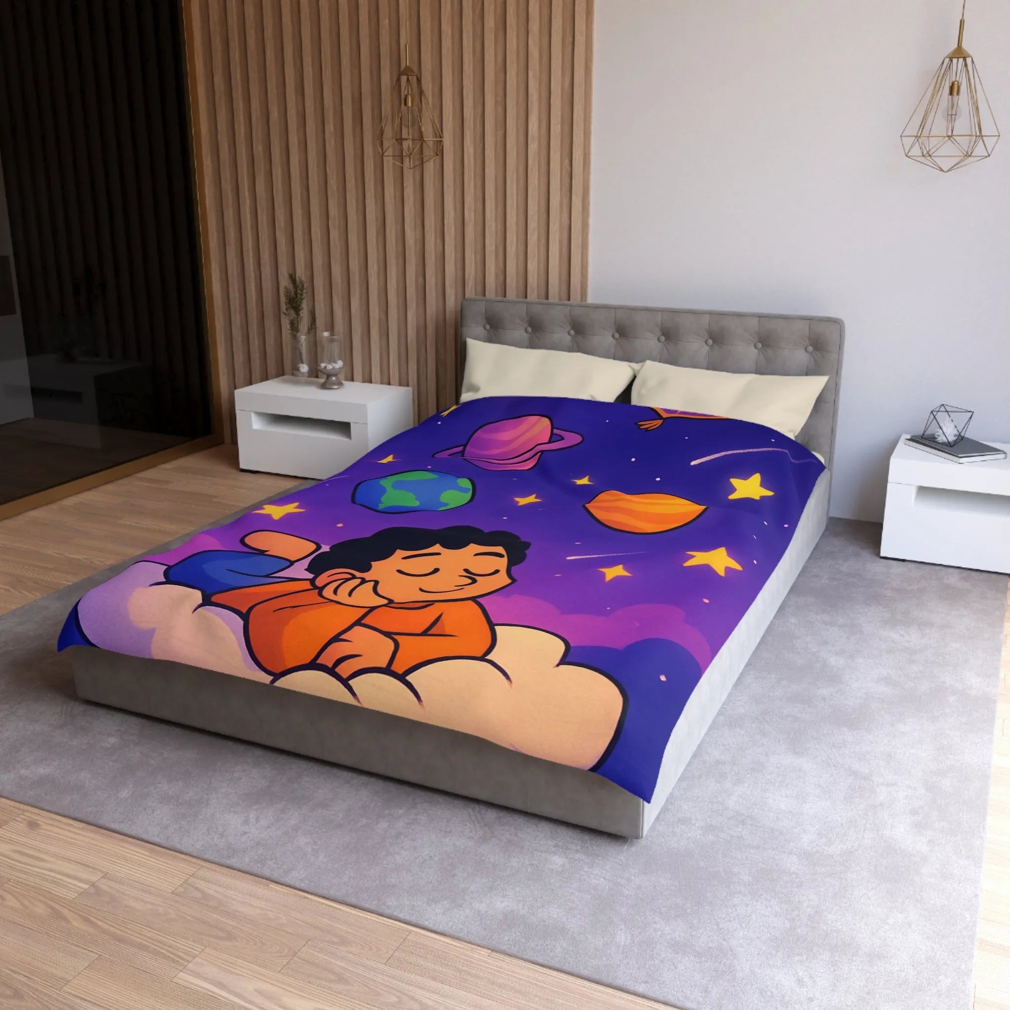 Housse de couette enfant cosmos rêve étoiles planètes univers magique et coloré