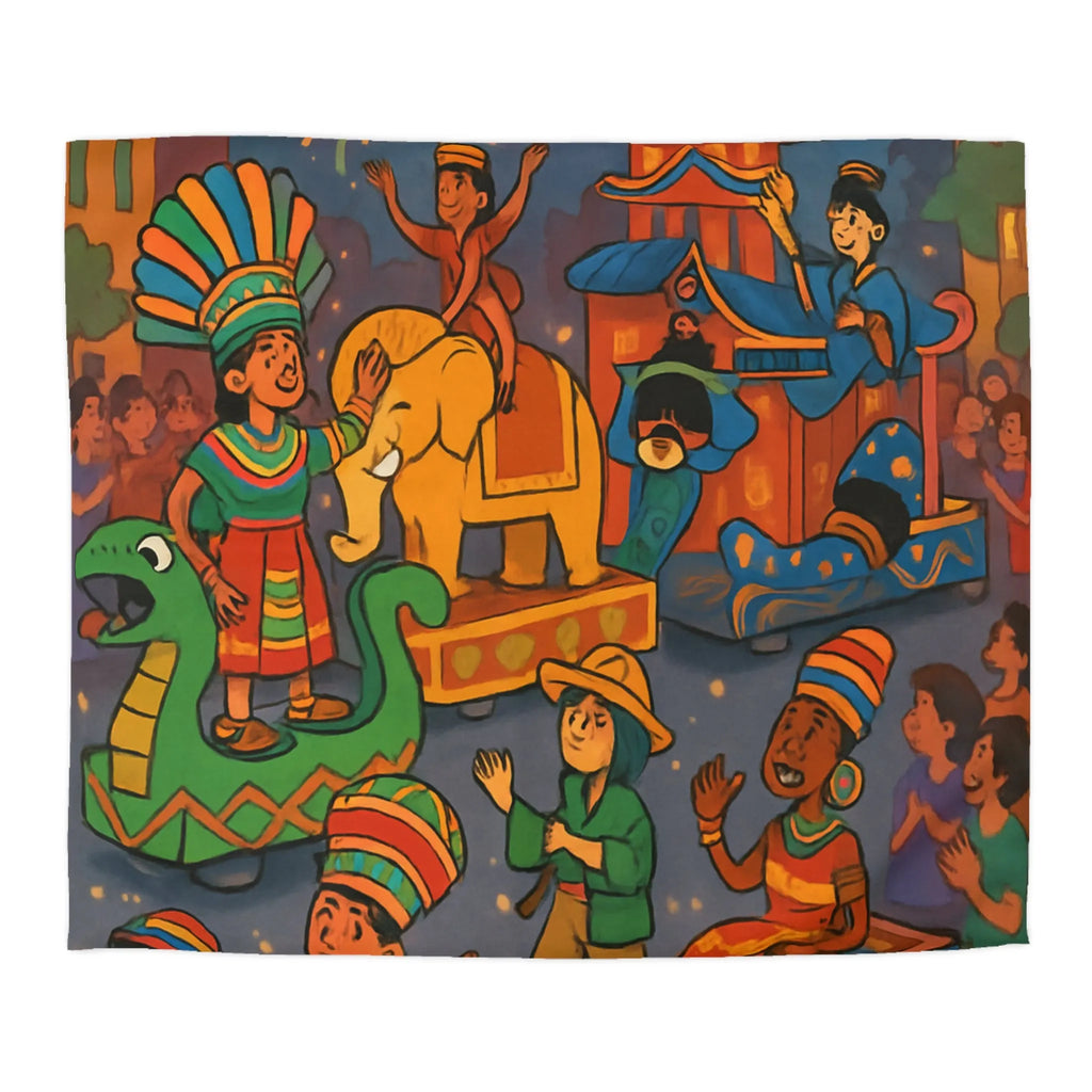 Housse de Couette Festive avec Défilé Coloré et Feux d'Artifice Éblouissants pour Enfants