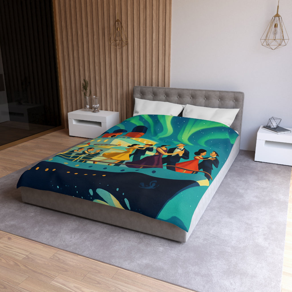 Housse de couette rétro dance nocturne aurores boréales croisière bateau élégant