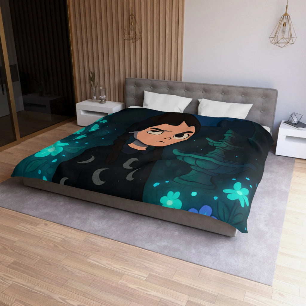 Housse de Couette Enfantine avec Motif Lune et Fleurs naturellement Nocture