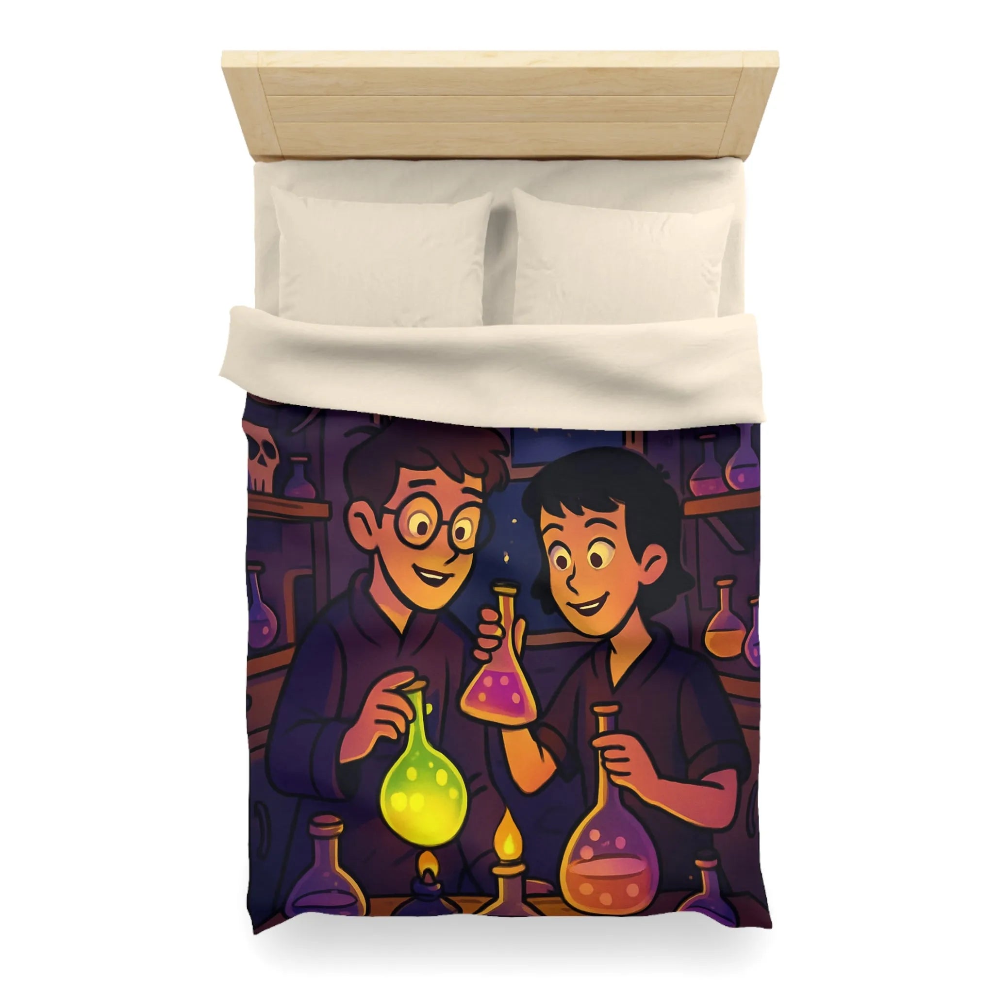 Housse de couette au design magique avec apprentis chimistes et alchimie nocturne féérique