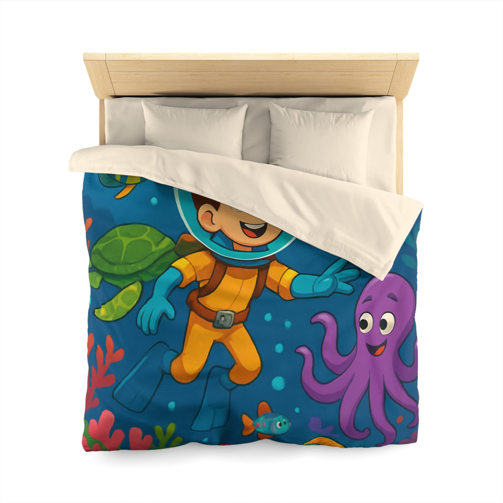 Housse de couette sous-marine avec des animaux marins colorés pour chambre d'enfant joyeuse