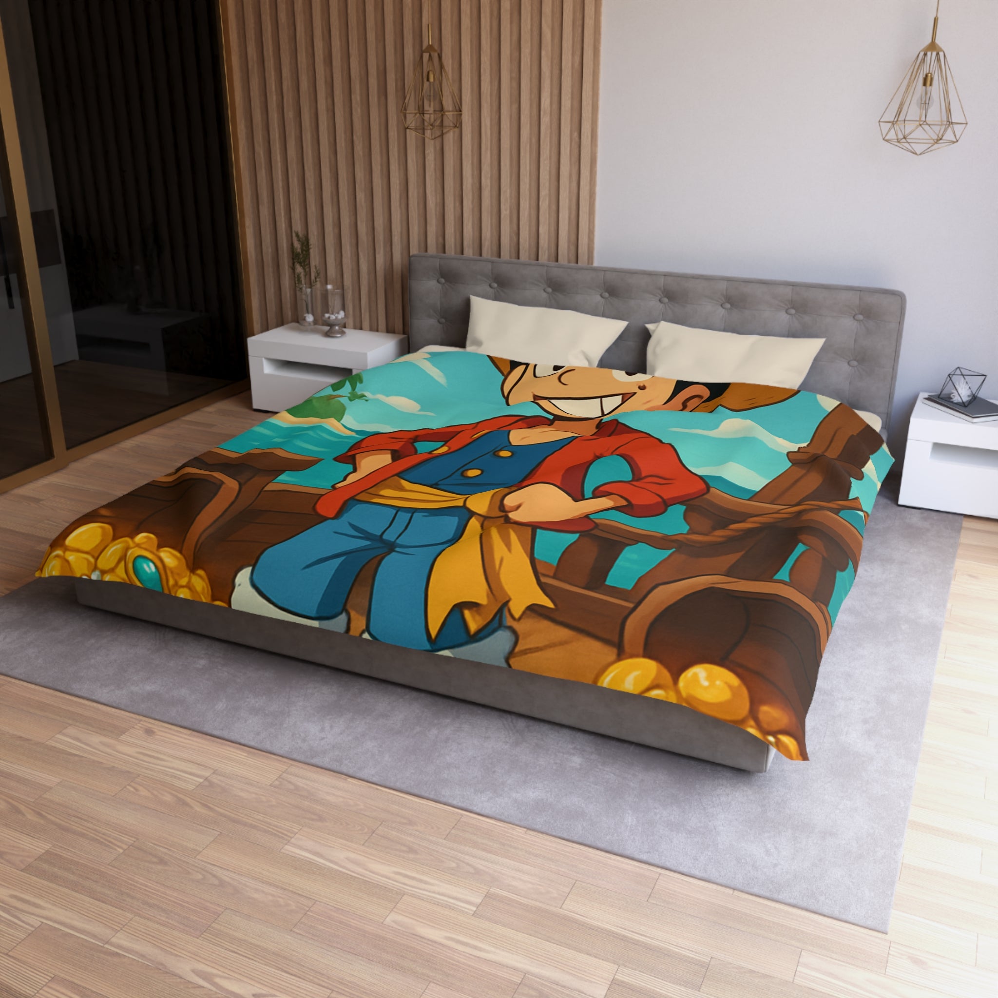 Housse de Couette Microfibre Motif Créatif Original Style Contemporain Chambre Élégante