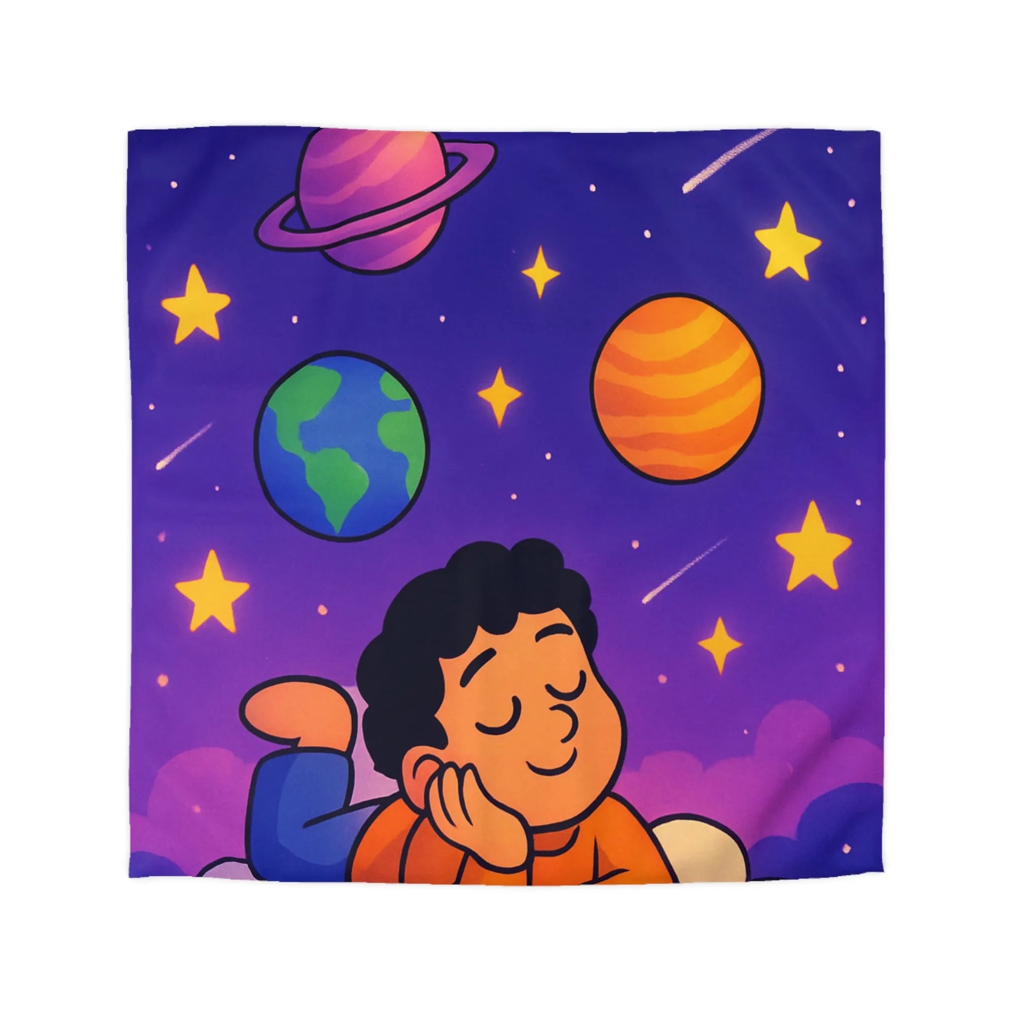 Housse de couette enfant cosmos rêve étoiles planètes univers magique et coloré