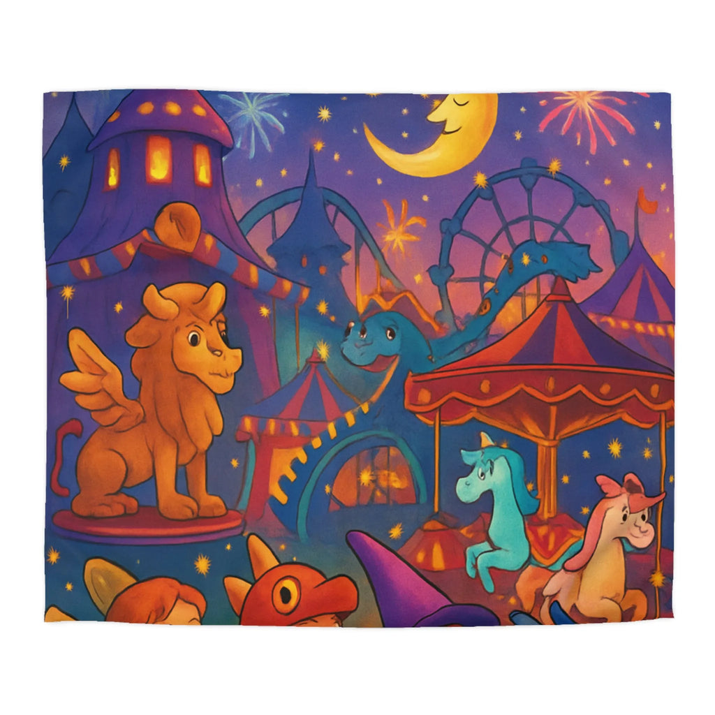 Housse de couette enfants avec feu d'artifice et parc d'attractions magique coloré