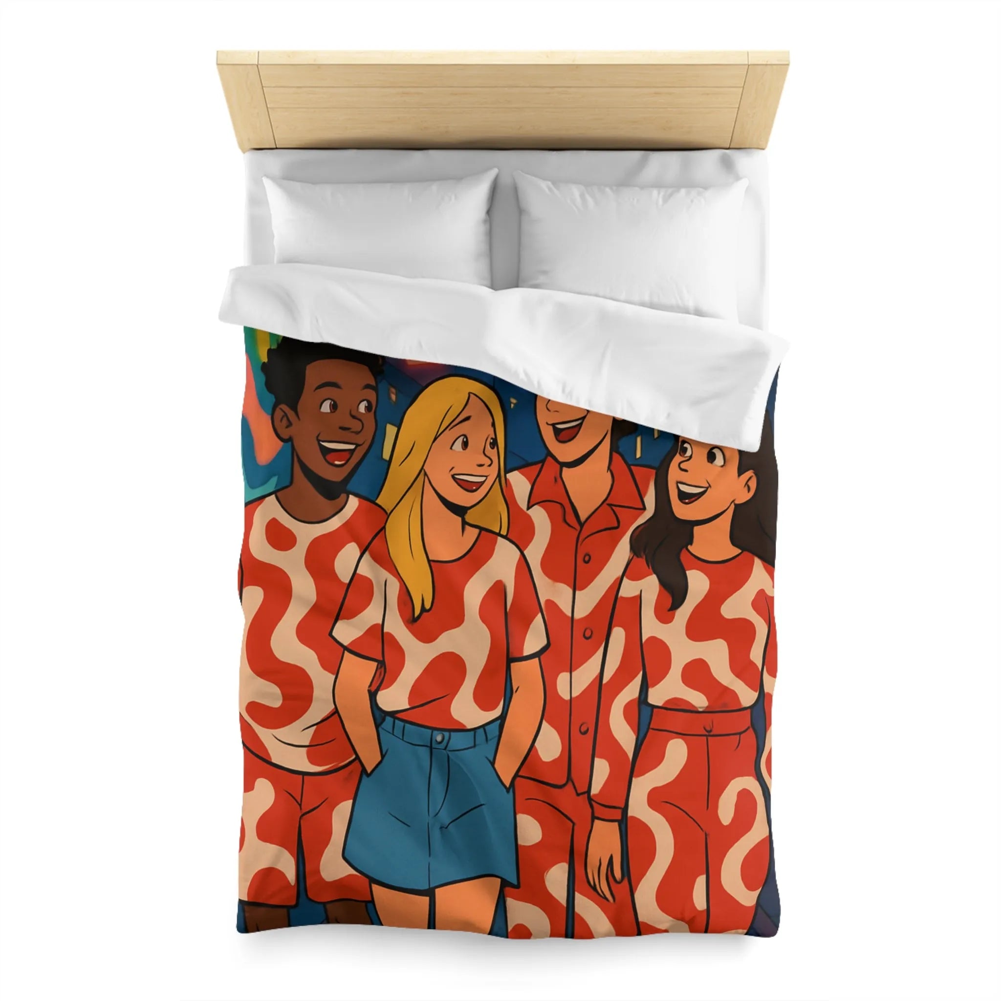 Housse de couette colorée avec design graphique enroulant style moderne pour chambre urbaine