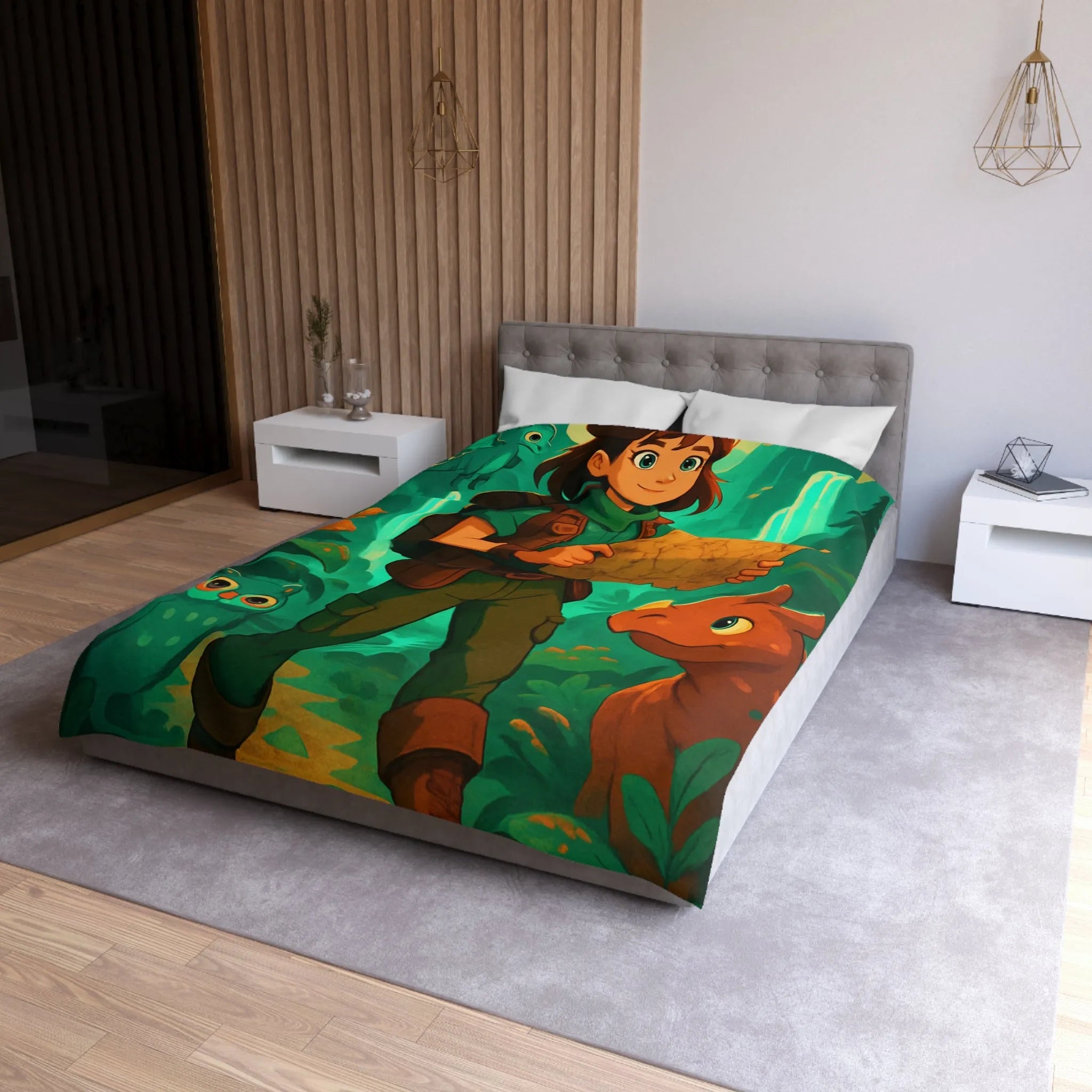 Aventure Enchantée: Enfant Voyageur, Animaux Magiques, Carte Mystérieuse, Forêt Lumineuse, Cascade Sereine