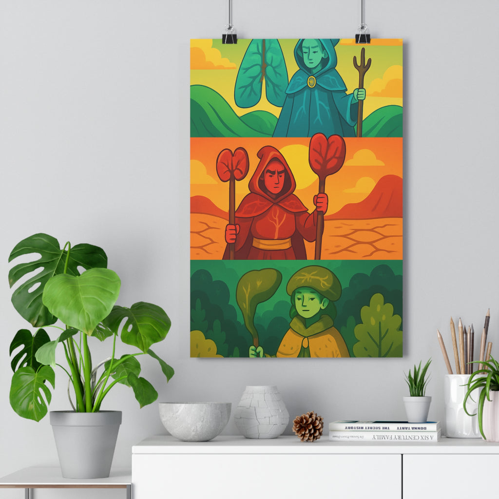 Poster décoratif mystique bleu rouge vert fantaisie magique salon chambre moderne original unique vibrant