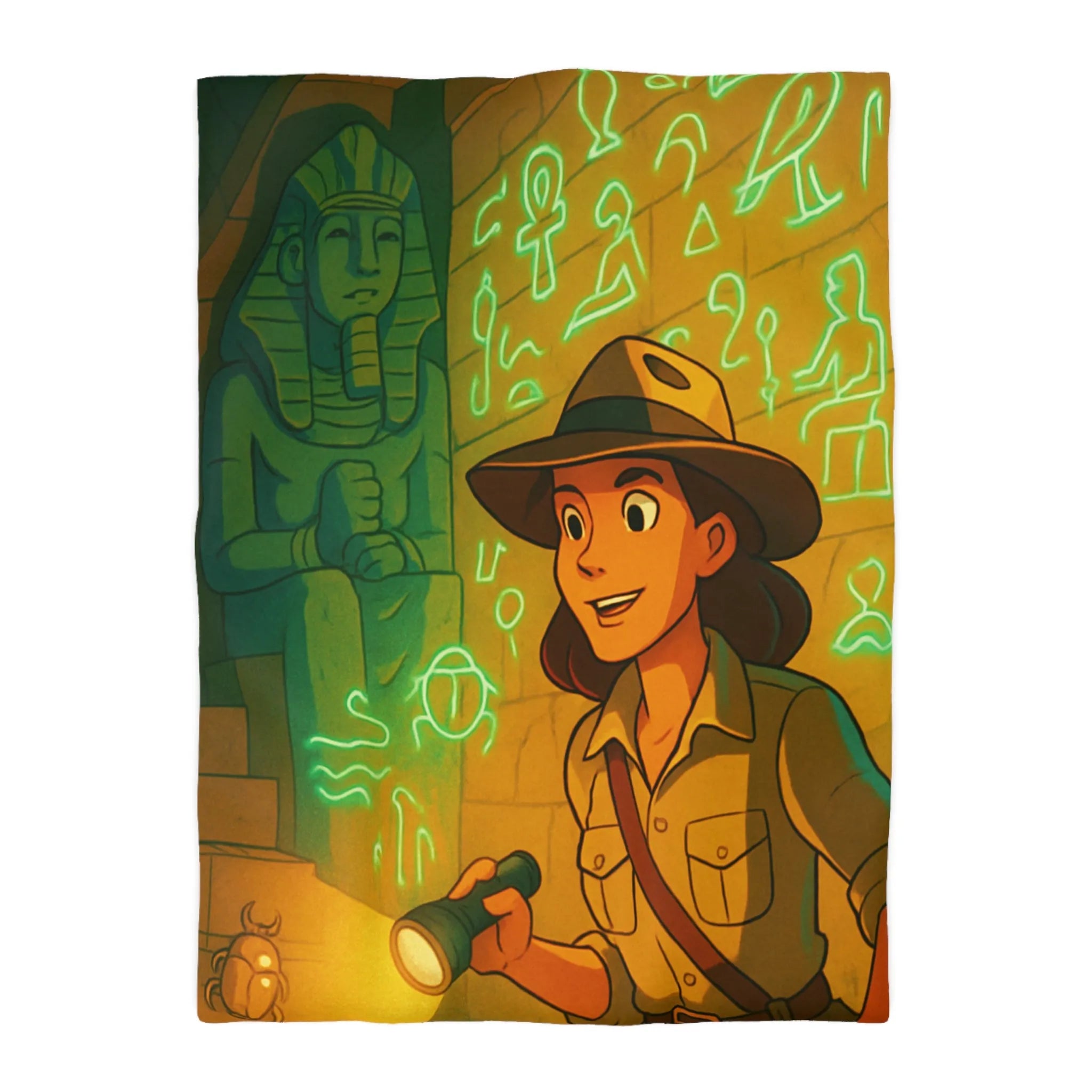 Housse de Couette Aventure Archéologique: Explorer des Hiéroglyphes dans une Pyramide Égyptienne Mystérieuse