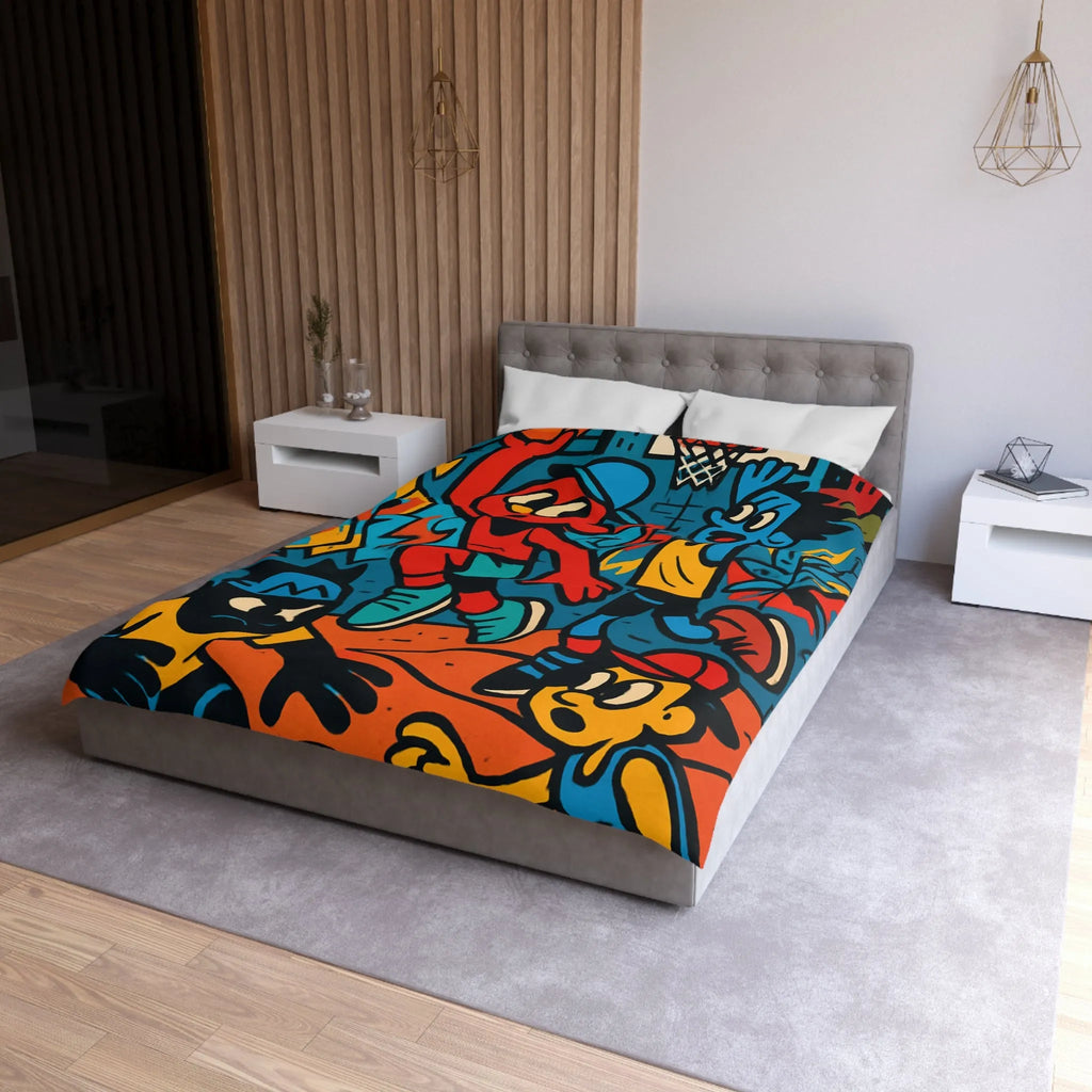 Housse de Couette Microfibre Art Graphique Contemporain Style Décoratif Chambre Tendance