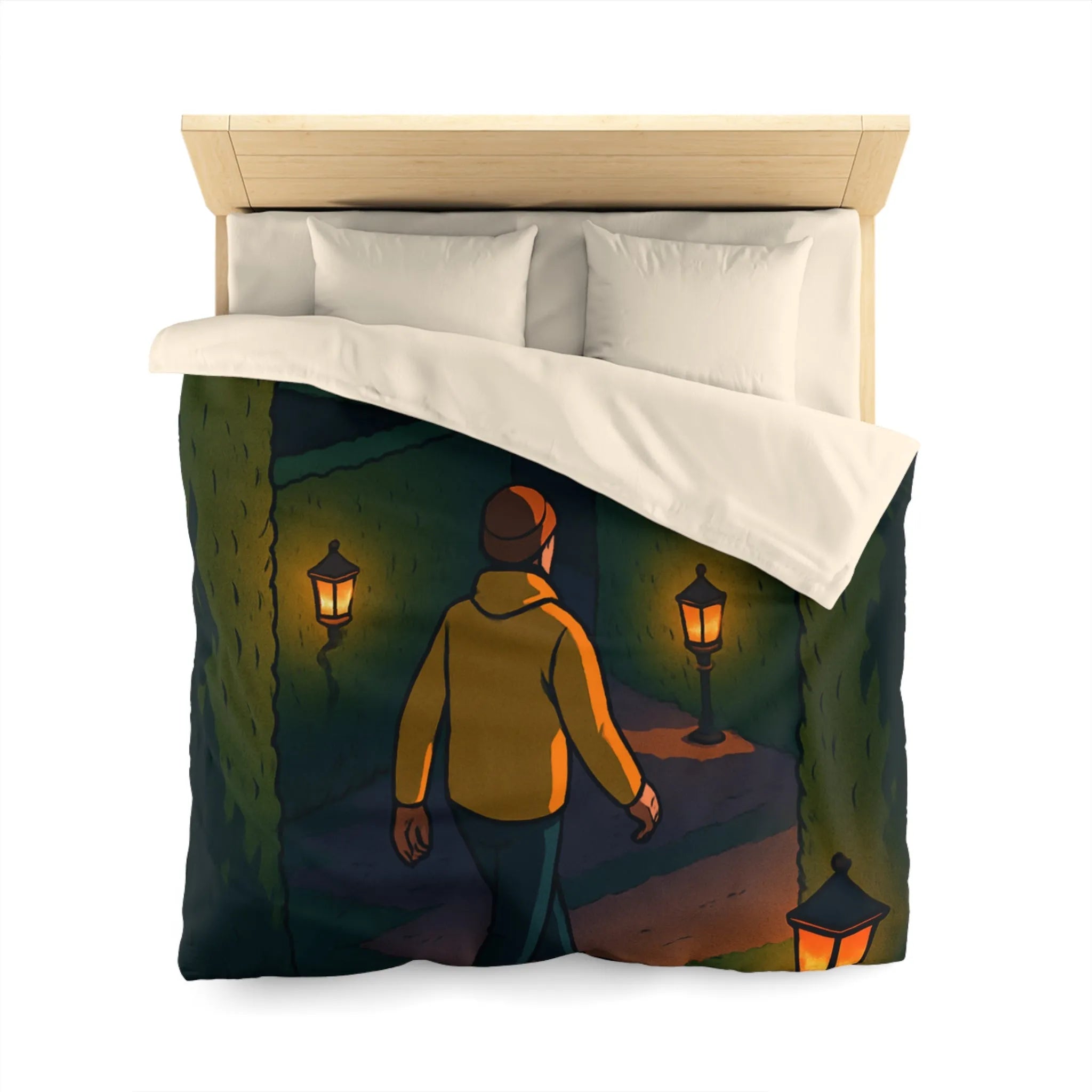 Explorez un jardin de mystère avec éclairage chaleureux pour vos rêves nocturnes