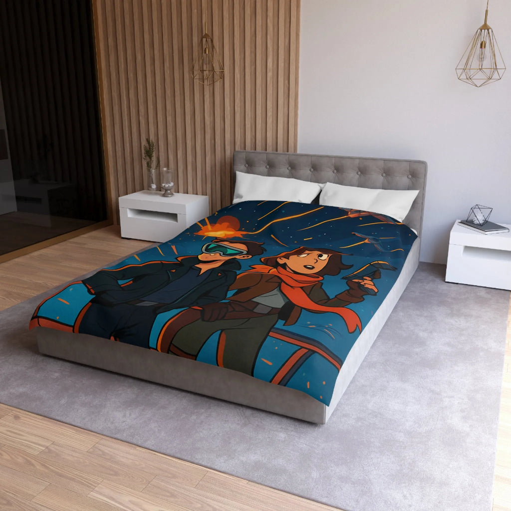 Housse de couette aventure galactique avec pilotes intrépides et bataille spatiale épique