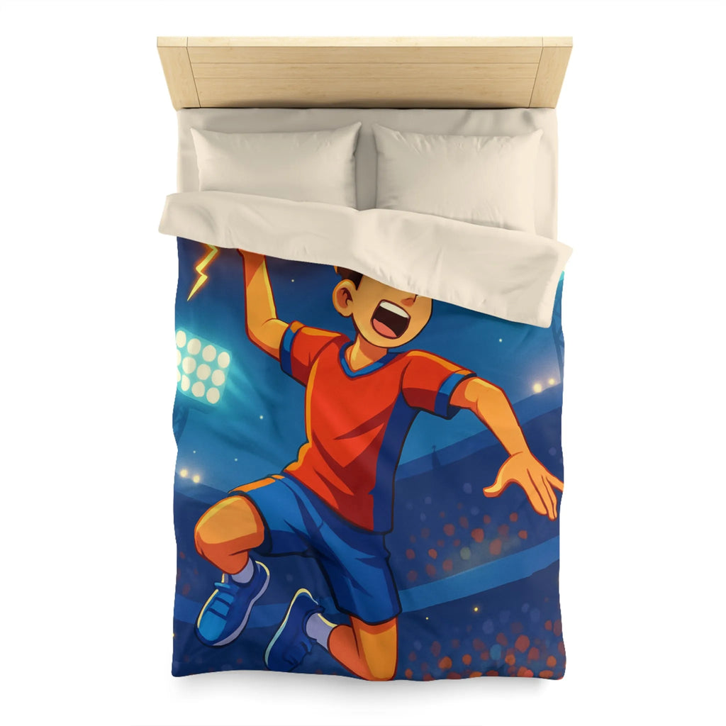 Housse de couette enfant illustrée de joueur de handball dynamique et énergétique