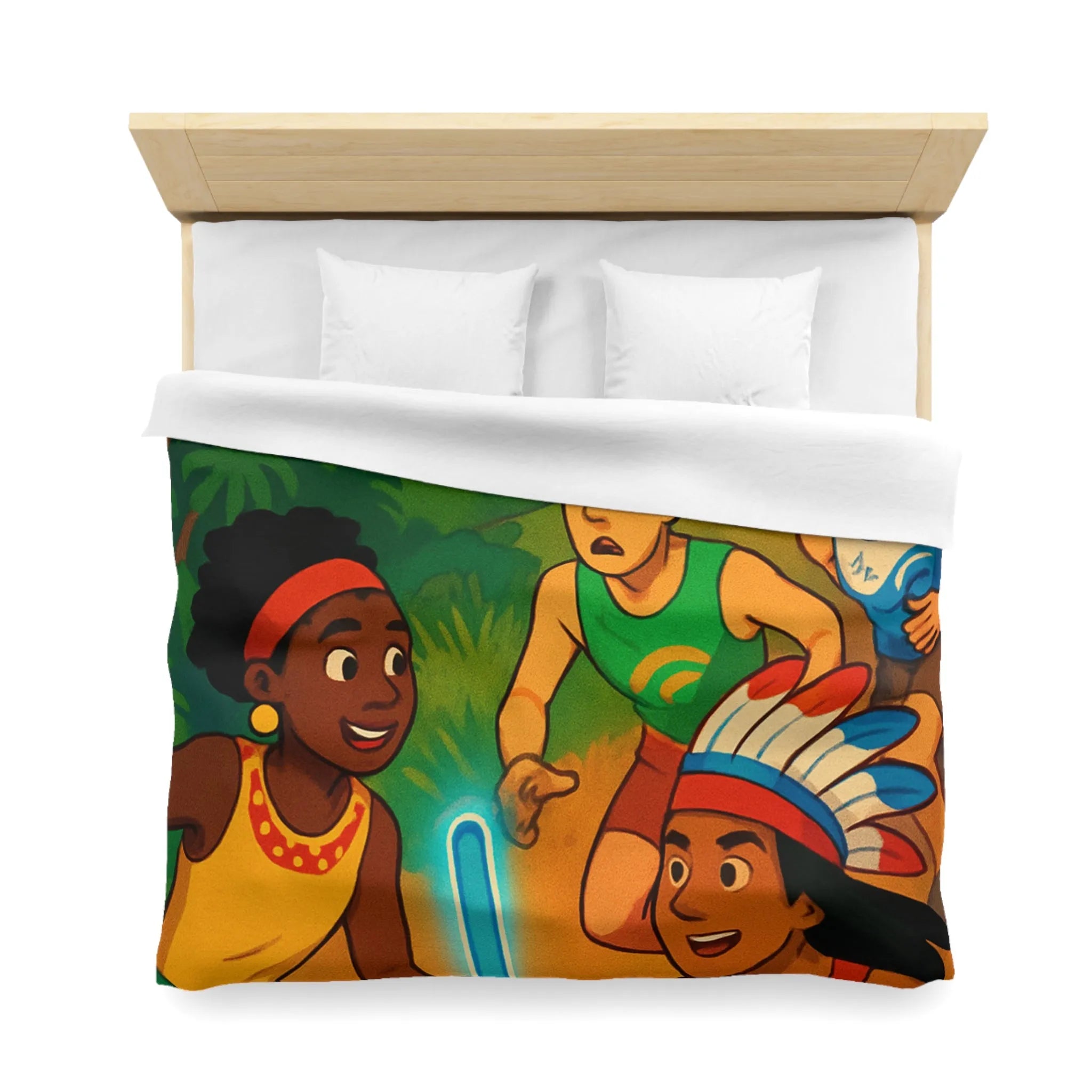 Excursion Nocturne Amusante: Housse de Couette avec Athlètes Courant sous le Ciel Étoilé