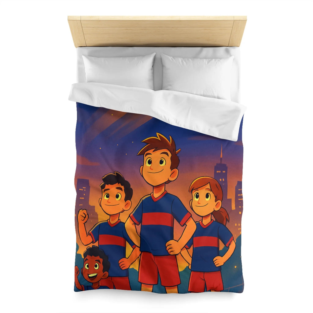 Housse de Couette Enfants avec Équipe de Football et Ballon Étoilé en Soirée