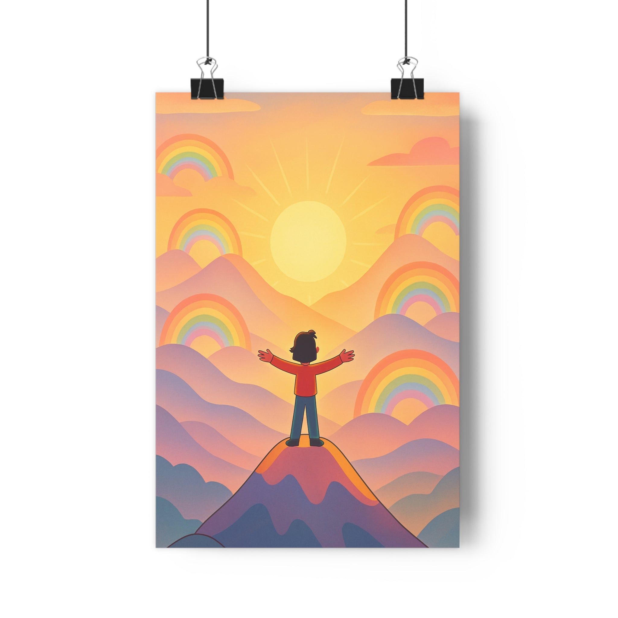 Poster décoratif cartoon joyeux coloré rose violet orange salon chambre bureau intérieur 30x46 qualité