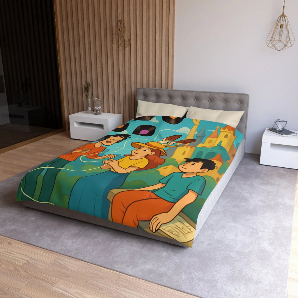 Contes Enchantés: Douce Mélodie et Château Coloré sur Housse de Couette Enfant