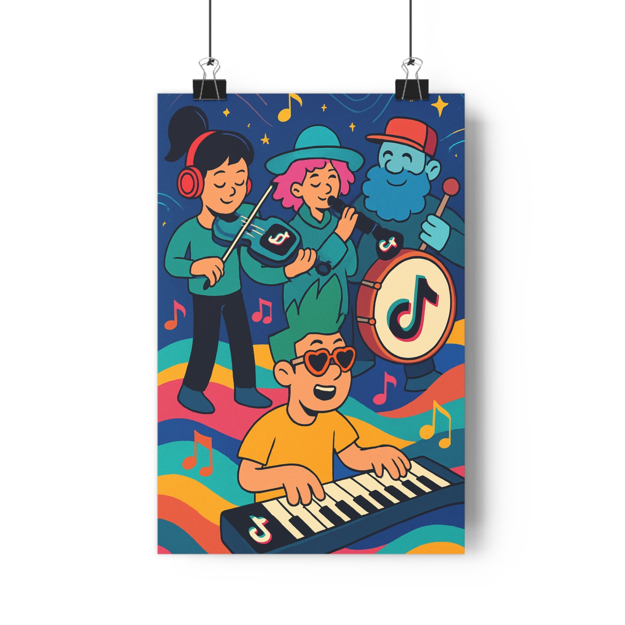 Poster décoratif animé fantaisie musicale coloré joyeux salon chambre enfant vibrant moderne créatif unique