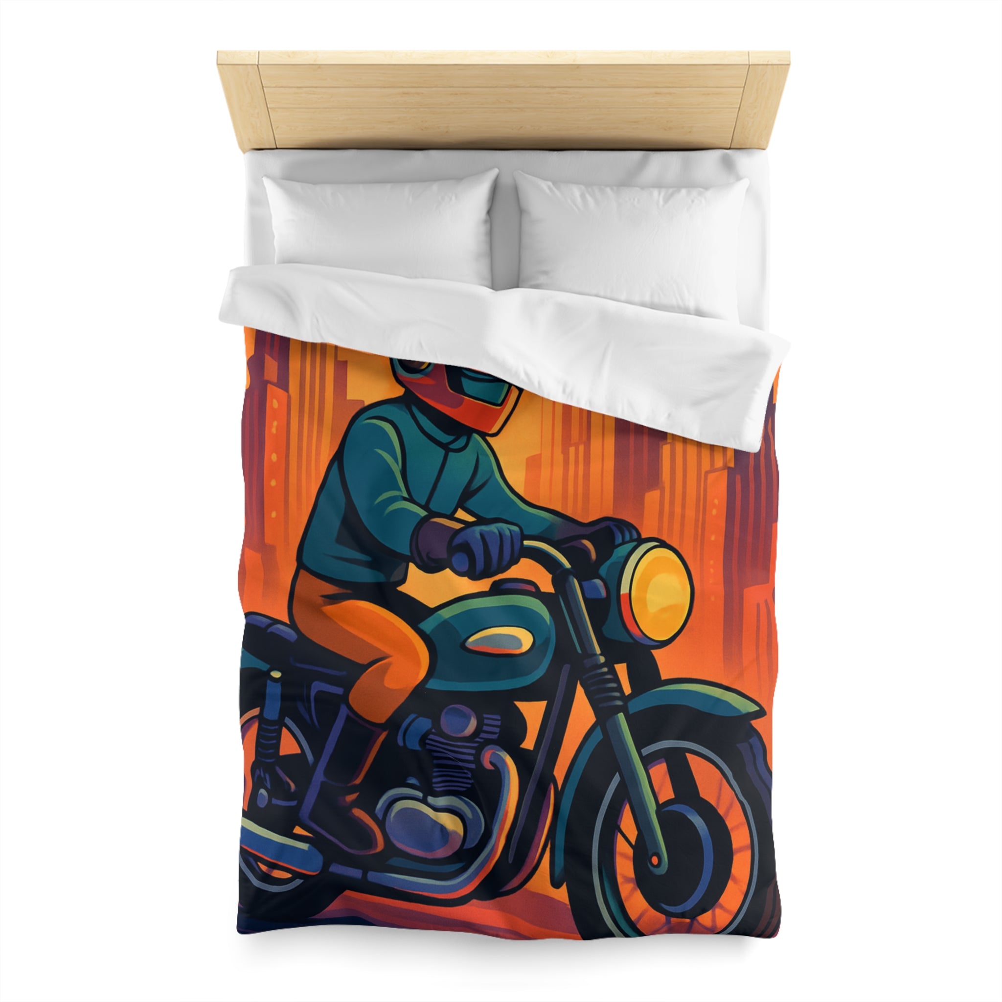 Housse de couette moto rétro vintage pour chambre style urbain moderne et audacieux