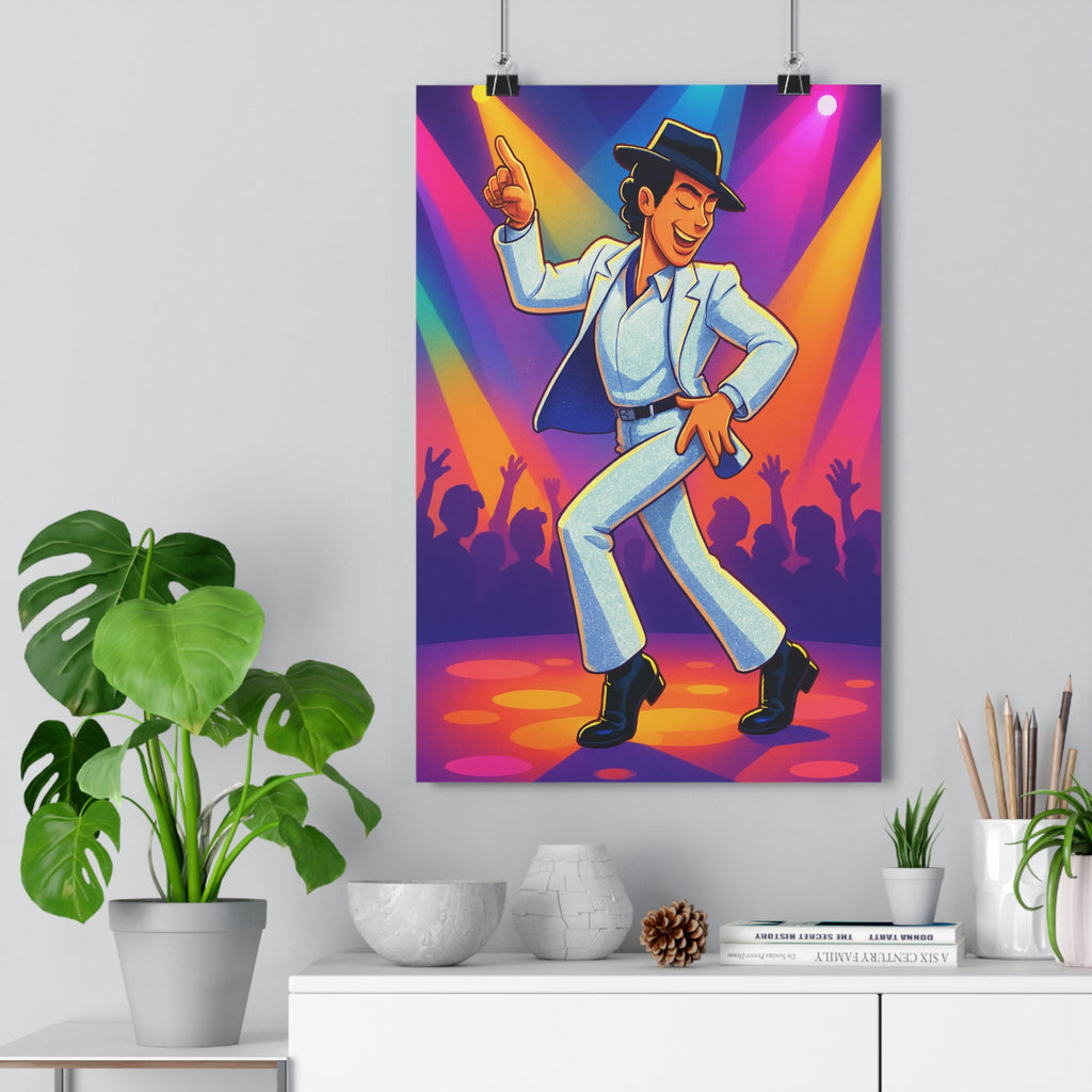 Poster décoratif danse cartoon violet jaune orange dynamique joyeux salon chambre bureau moderne vibrant