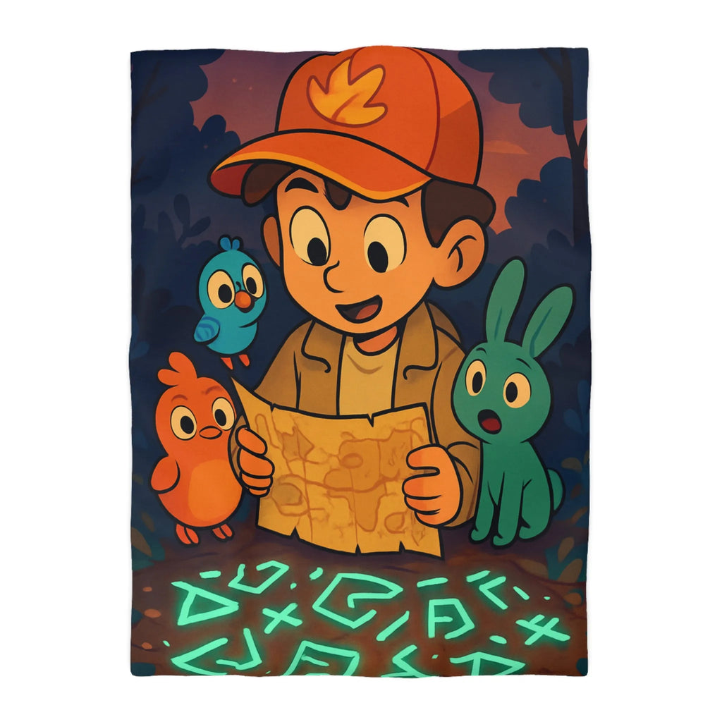 Housse de Couette Enfantine avec Animaux et Carte Lumineuse dans Forêt Mystérieuse