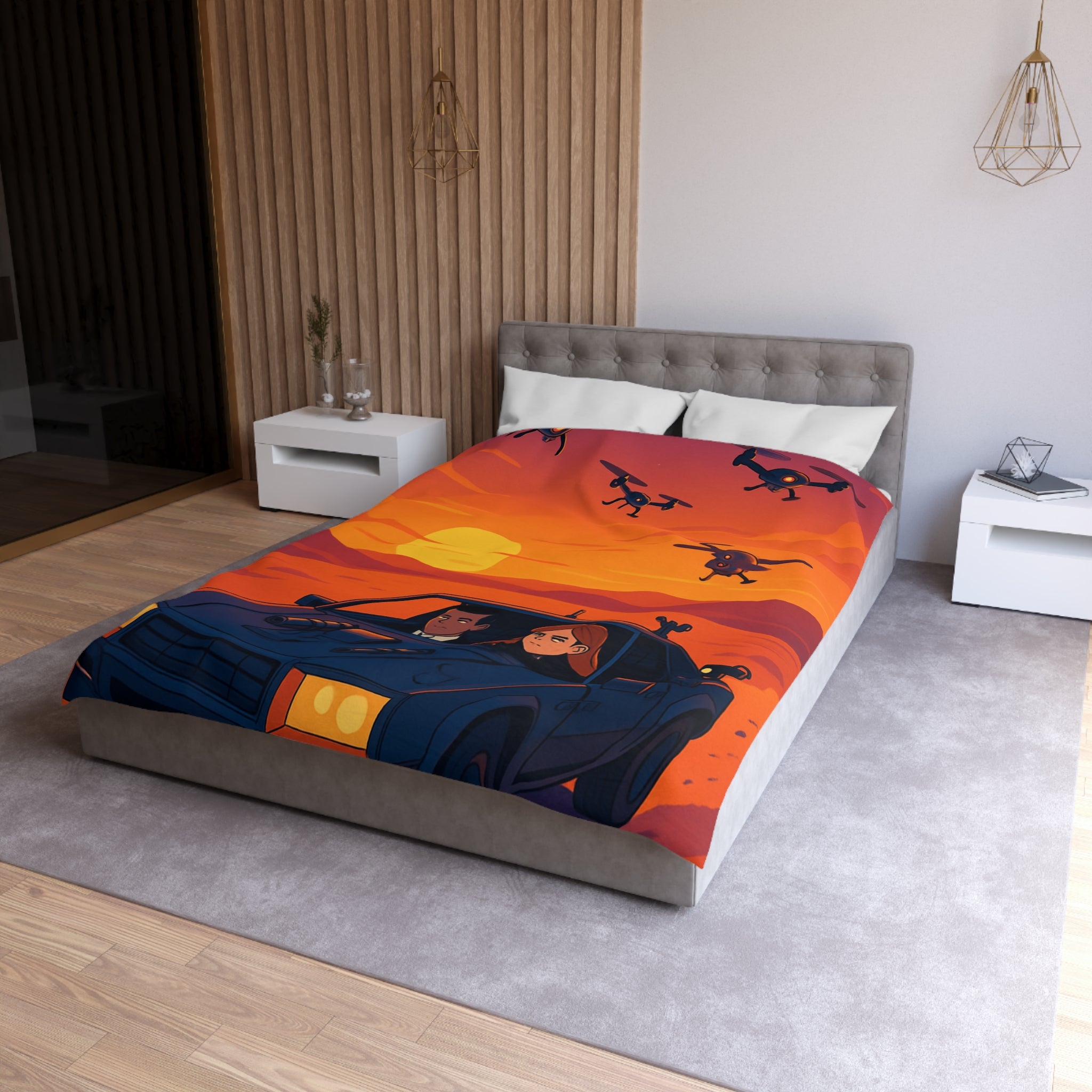 Housse de Couette Microfibre Illustration Unique Design Moderne Décoration Intérieure Raffinée