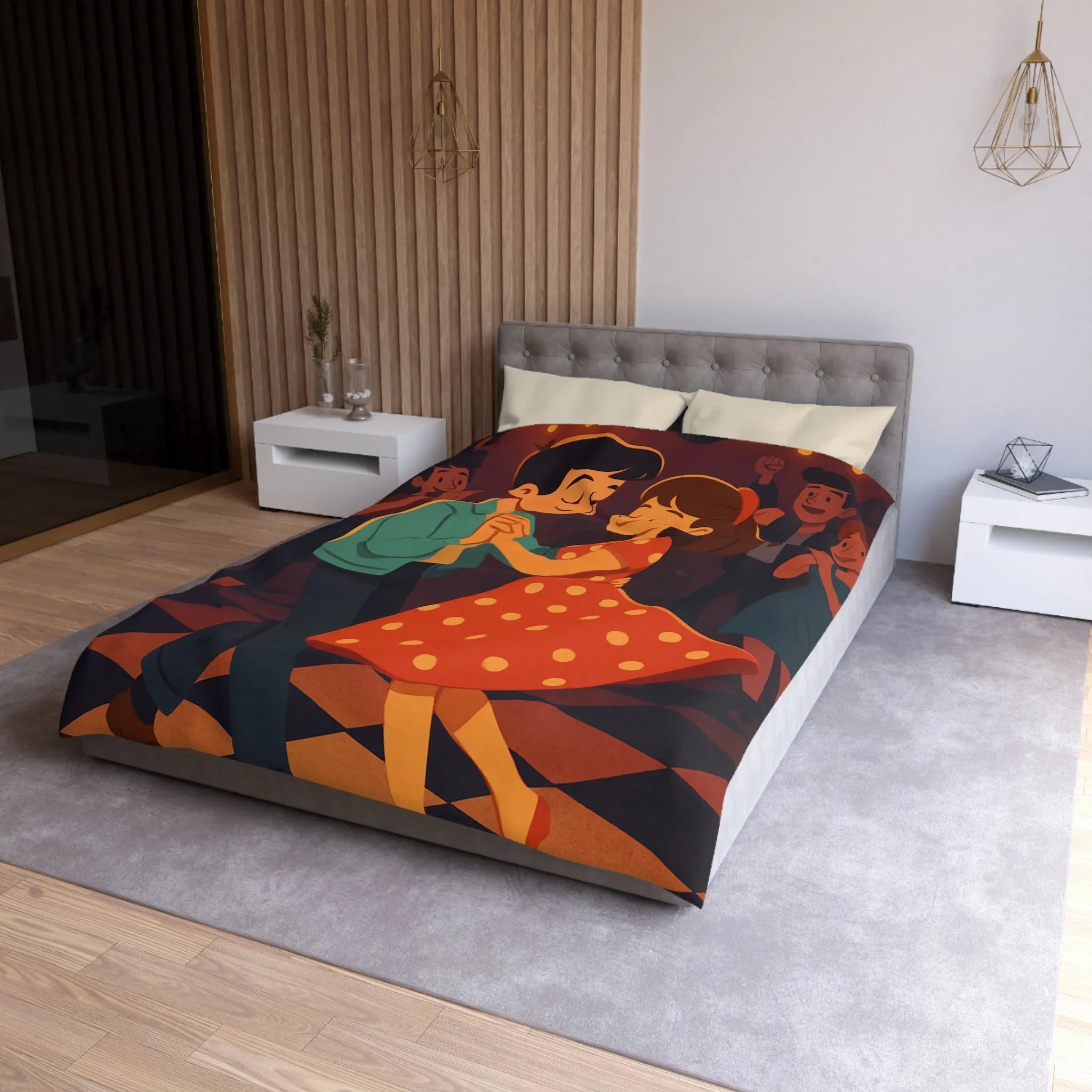 Housse de Couette Microfibre Art Graphique Contemporain Style Décoratif Chambre Tendance