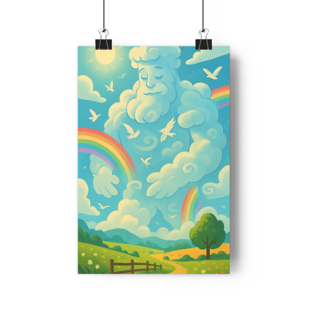 Poster décoratif fantastique bleu blanc coloré mystique salon chambre bureau paisible paysage créatif original