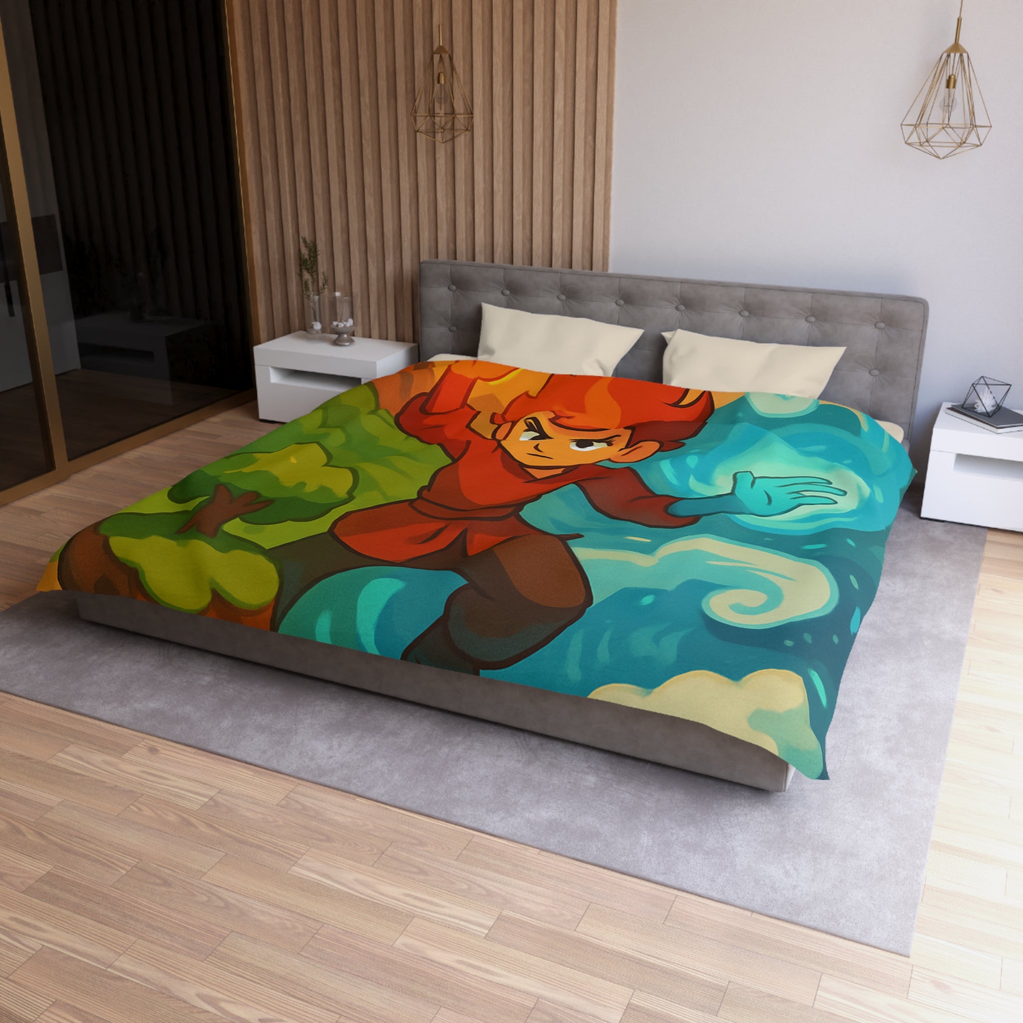 Housse de Couette Microfibre Motif Créatif Original Style Contemporain Chambre Élégante