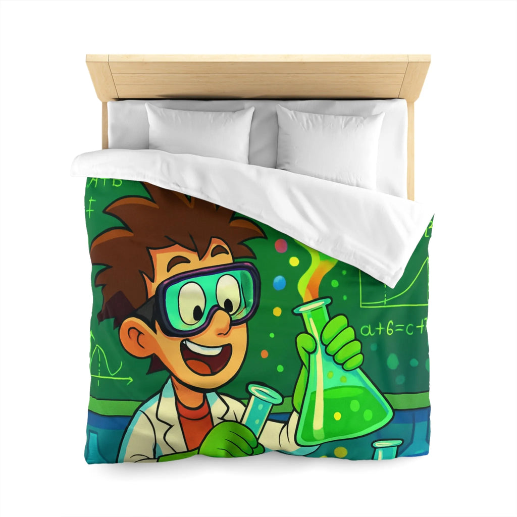 Housse de couette colorée pour enfants avec motif laboratoire scientifique amusant et éducatif