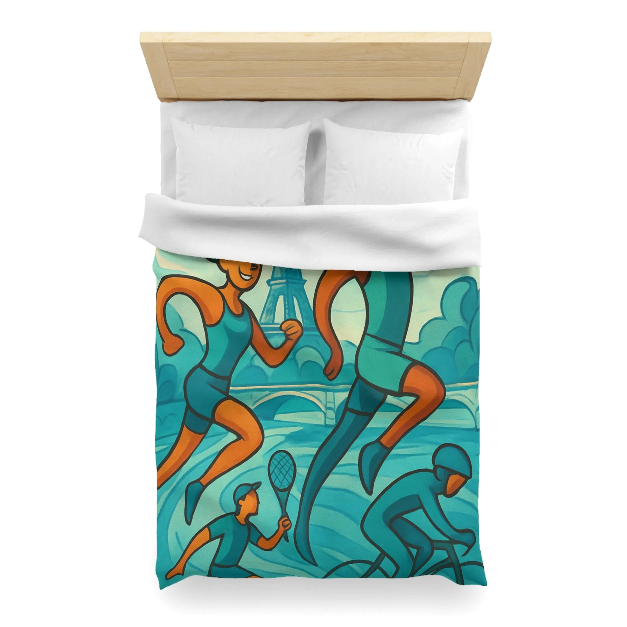 Housse de Couette Athlétique Inspirée par Sports Dynamiques Paris avec Tour Eiffel