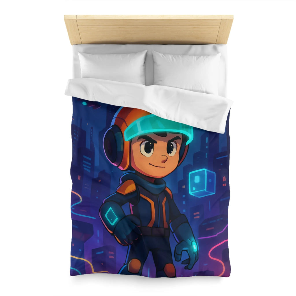 Envolez-vous avec housse de couette futuriste explorateur cosmique lumineux pour enfants