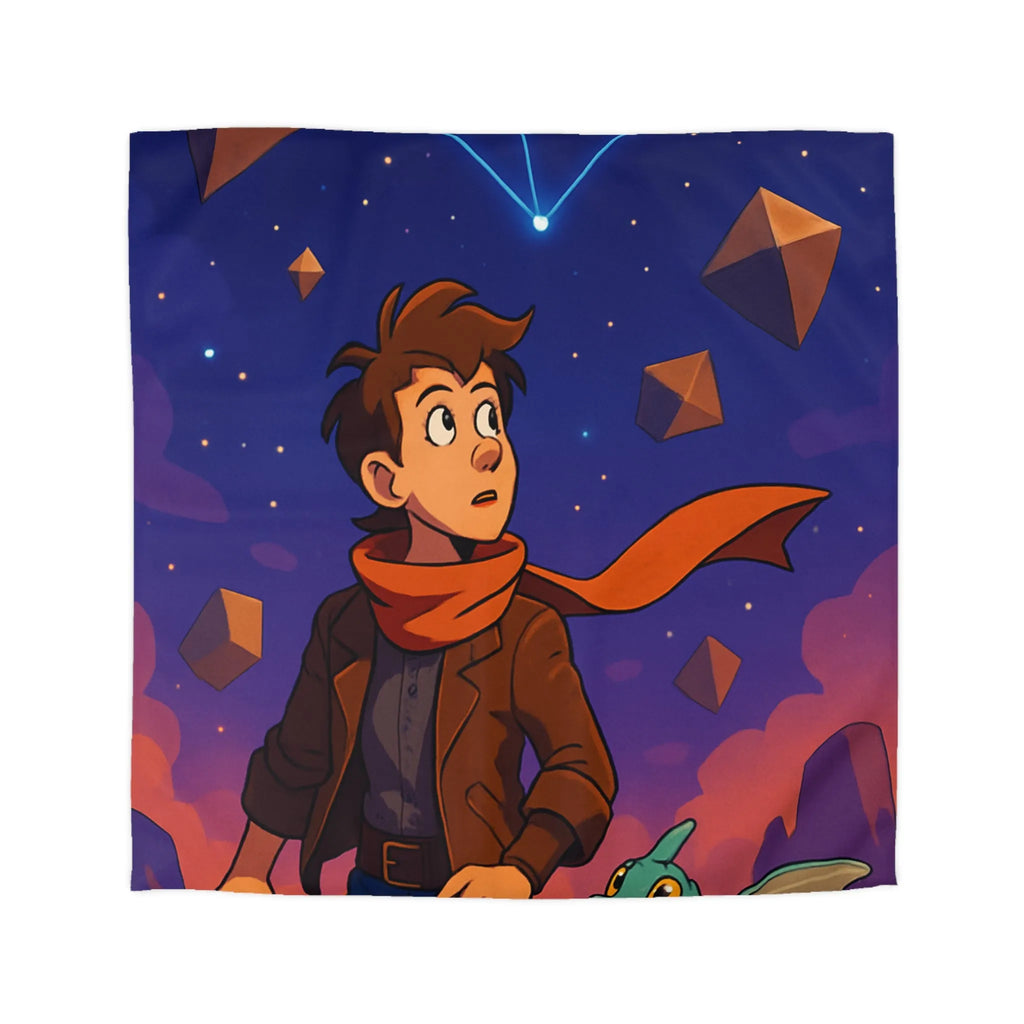 Housse de couette aventure nuit étoilée avec enfant et dragon mignon