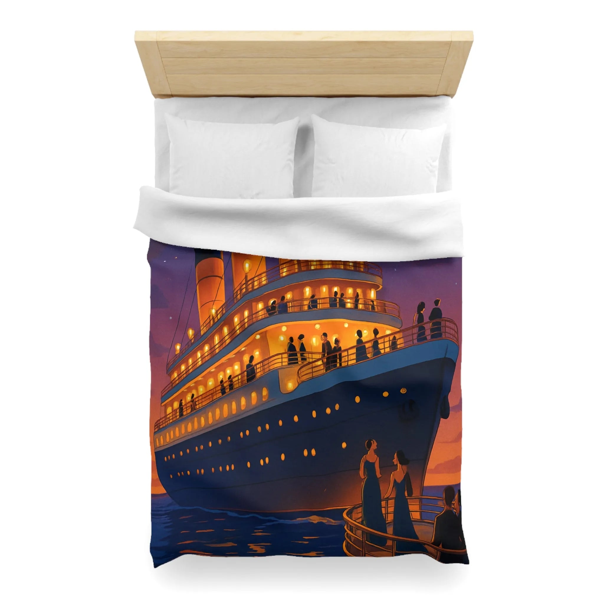 Douce soirée étoilée sur un paquebot illuminé naviguant sur des eaux calmes