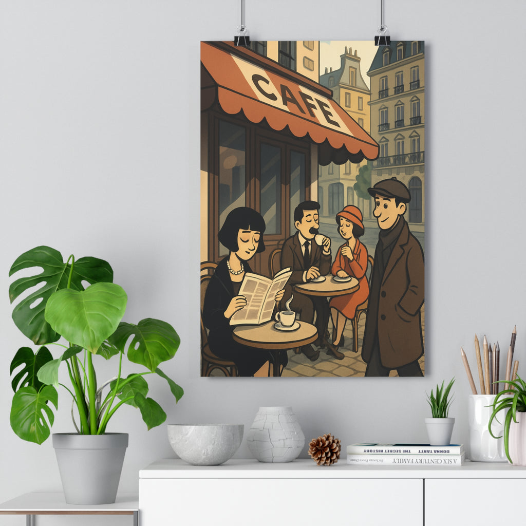 Poster décoratif vintage noir blanc cartoon nostalgique parisien salon chambre ambiance chaleureux tendance unique