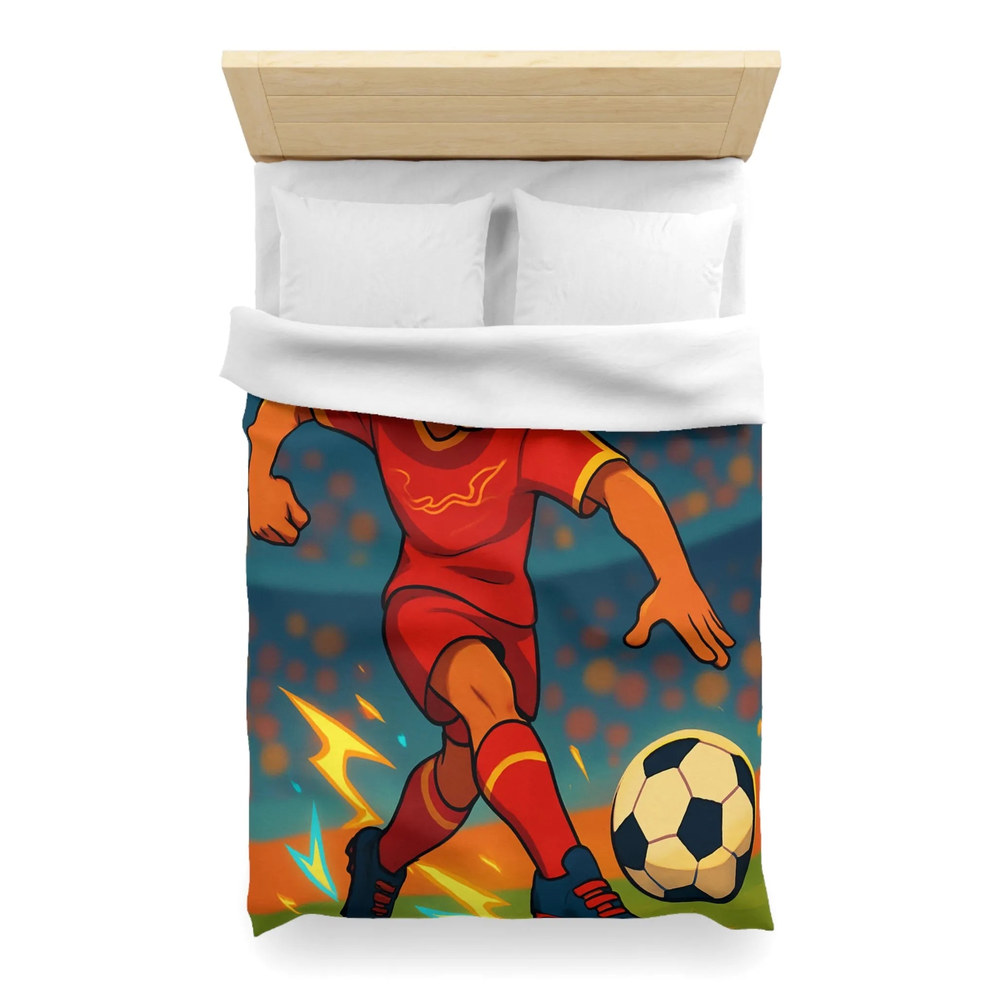 Housse de couette football enfant design joueur intense terrain animation colorée
