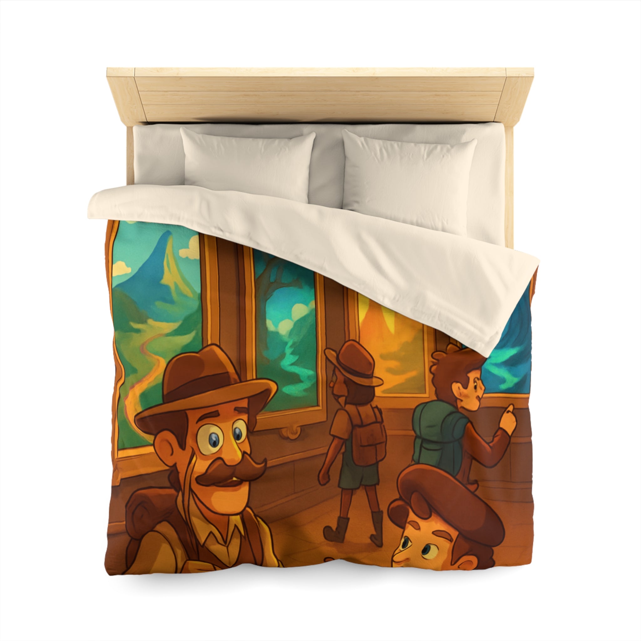 Housse de couette pour enfants avec aventure mystérieuse dans une galerie d'art