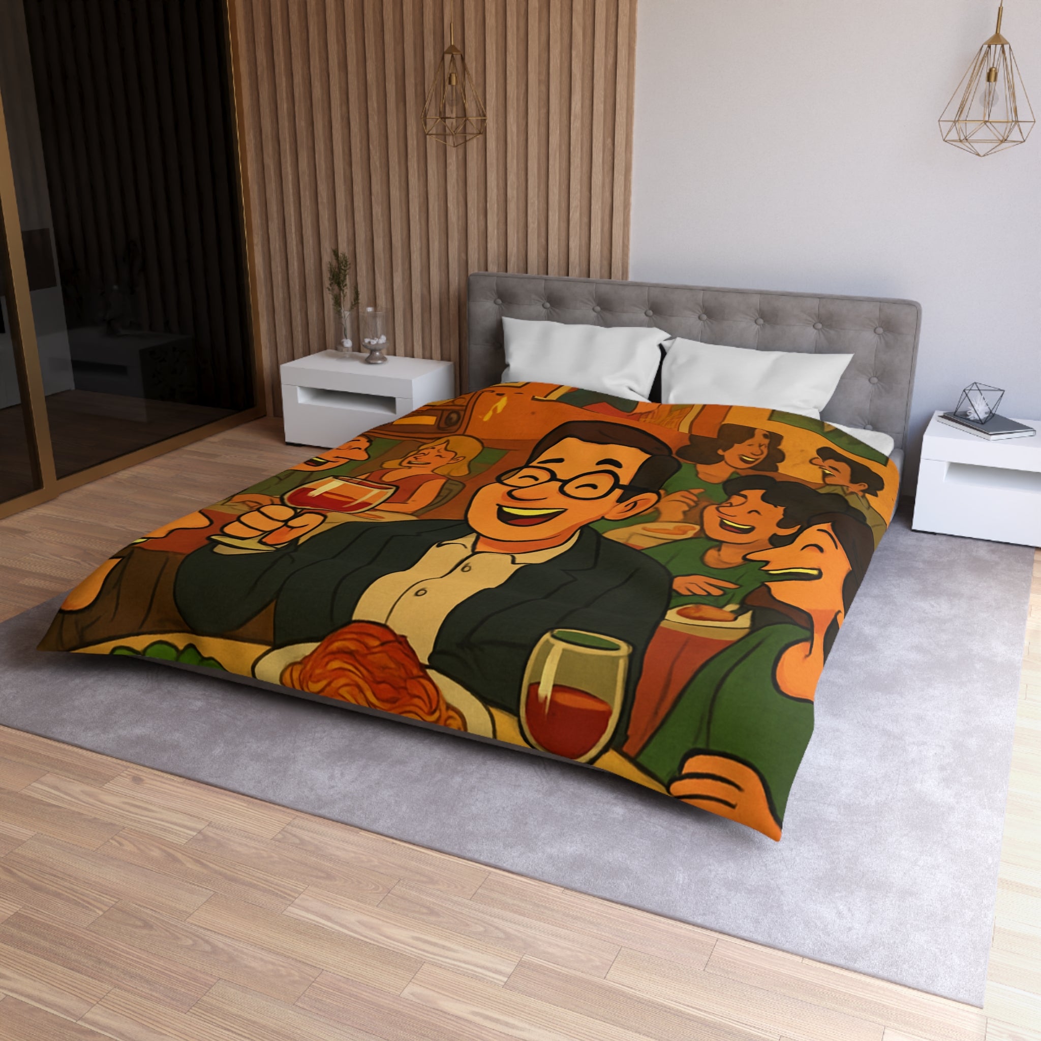 Housse de Couette Microfibre Illustration Unique Design Moderne Décoration Intérieure Raffinée