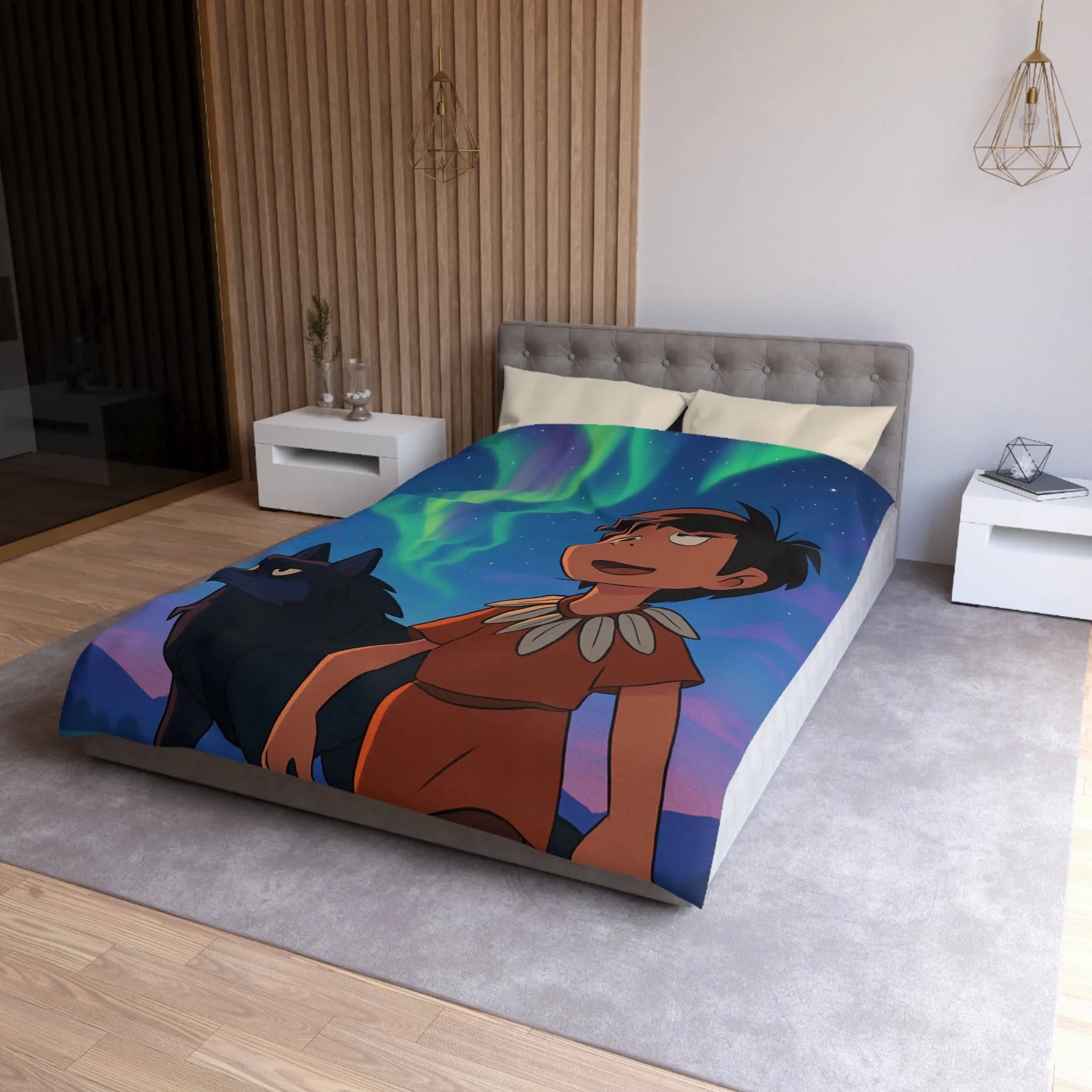 Housse de Couette Microfibre Art Graphique Contemporain Style Décoratif Chambre Tendance