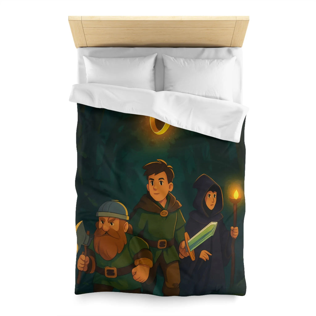 Housse de couette aventure épique forêt pour enfants avec personnages et anneau magique