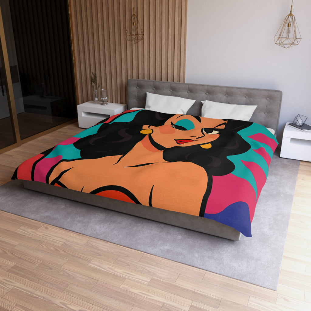 Housse de Couette Style Pop Art avec Illustration Femme Glamour et Couleurs Vives