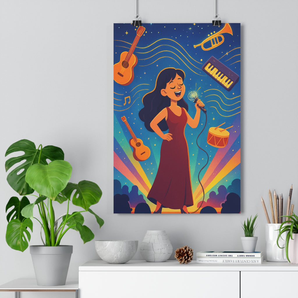 Poster décoratif magie musicale coloré animé ambiance féerique chambre enfant moderne dynamique lumineux 30x46