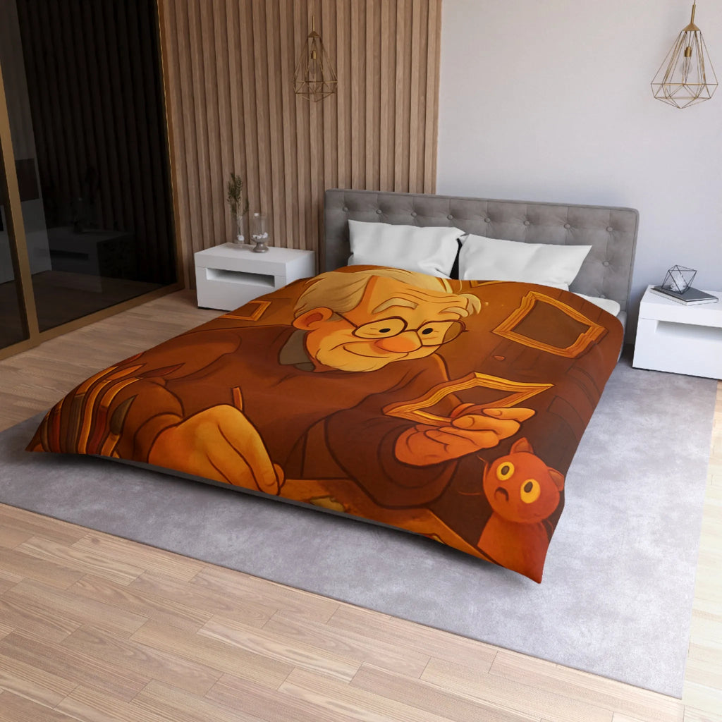 Housse de Couette Illustrée avec Artiste Peignant dans Atelier Enveloppant et Charmant