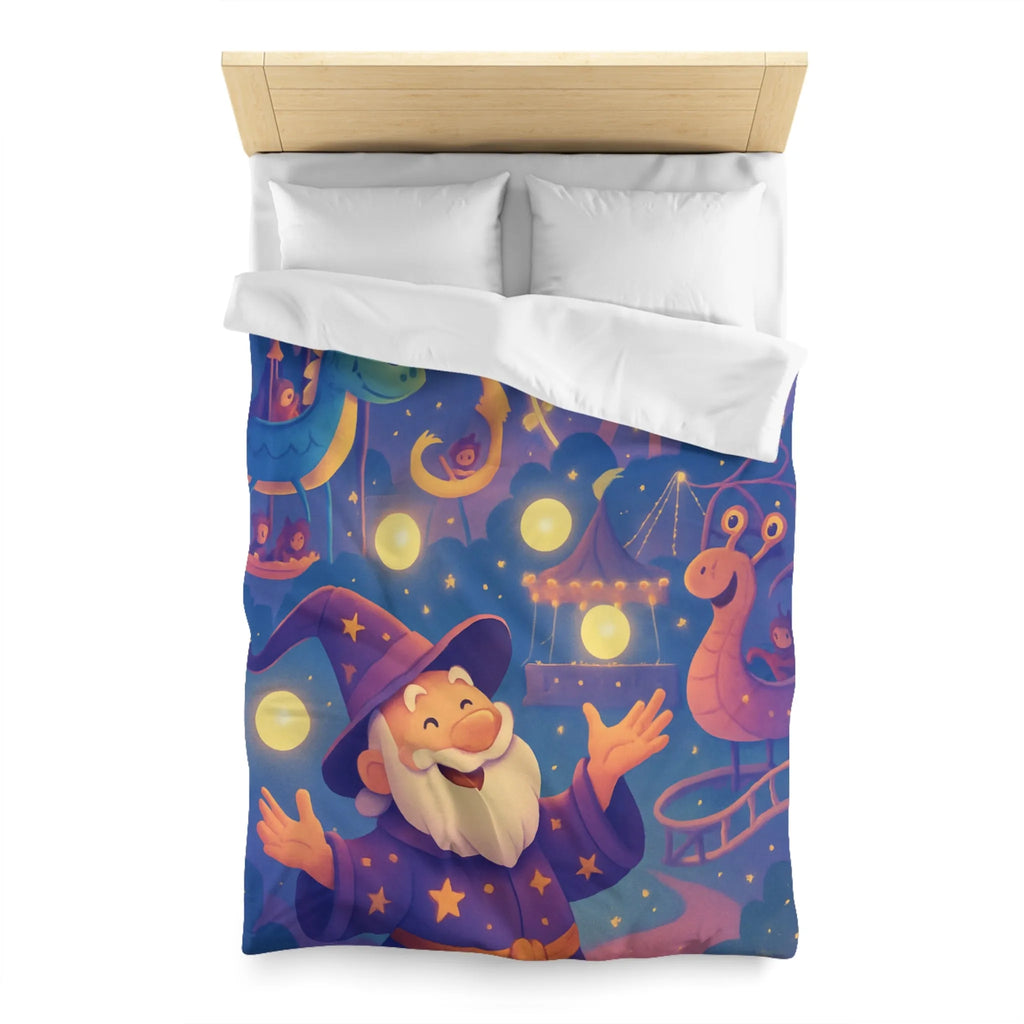 Housse de couette magique pour enfants avec magicien joyeux et parc d'attractions nocturne