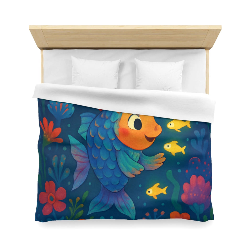 Housse de Couette Colorée avec Poisson et Lune, Idéale Chambre Enfant Rêveuse