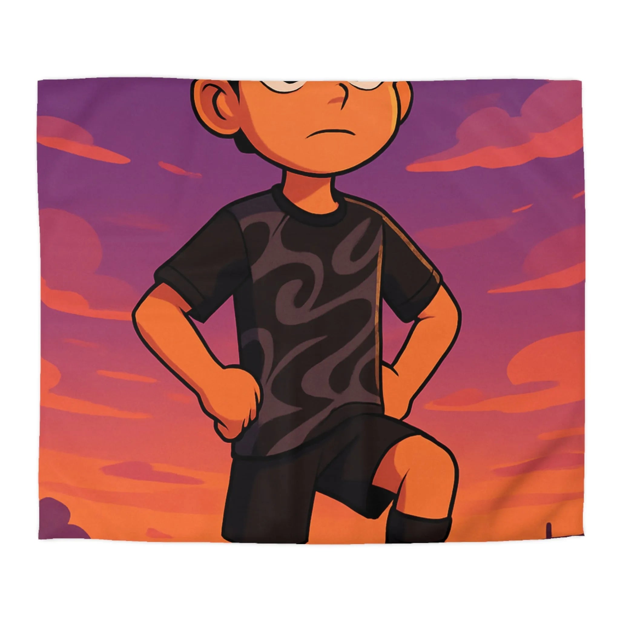 Housse De Couette Enfant Avec Illustration Inspirante Joueur De Football Au Coucher Du Soleil