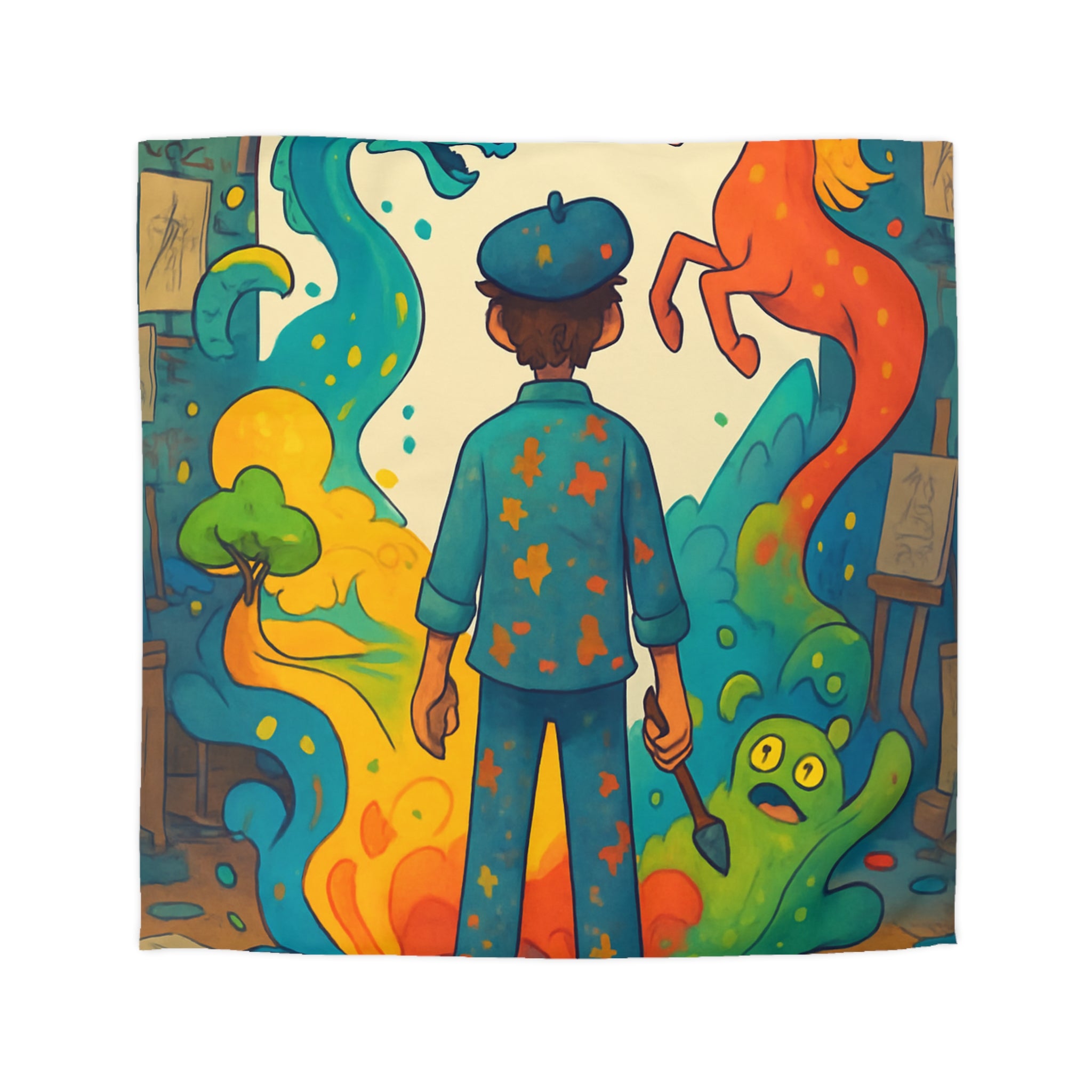 Housse de Couette Microfibre Motif Créatif Original Style Contemporain Chambre Élégante