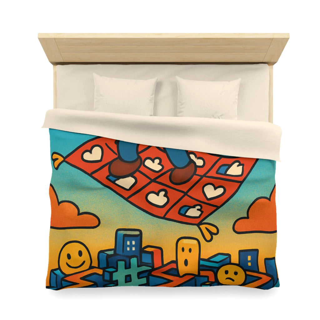 Housse de couette colorée avec un personnage sur un tapis volant magique